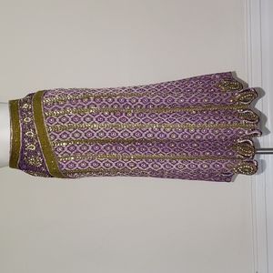 Hippie Boho Purple and Greenish Gold Rhinstone Maxi Skirt